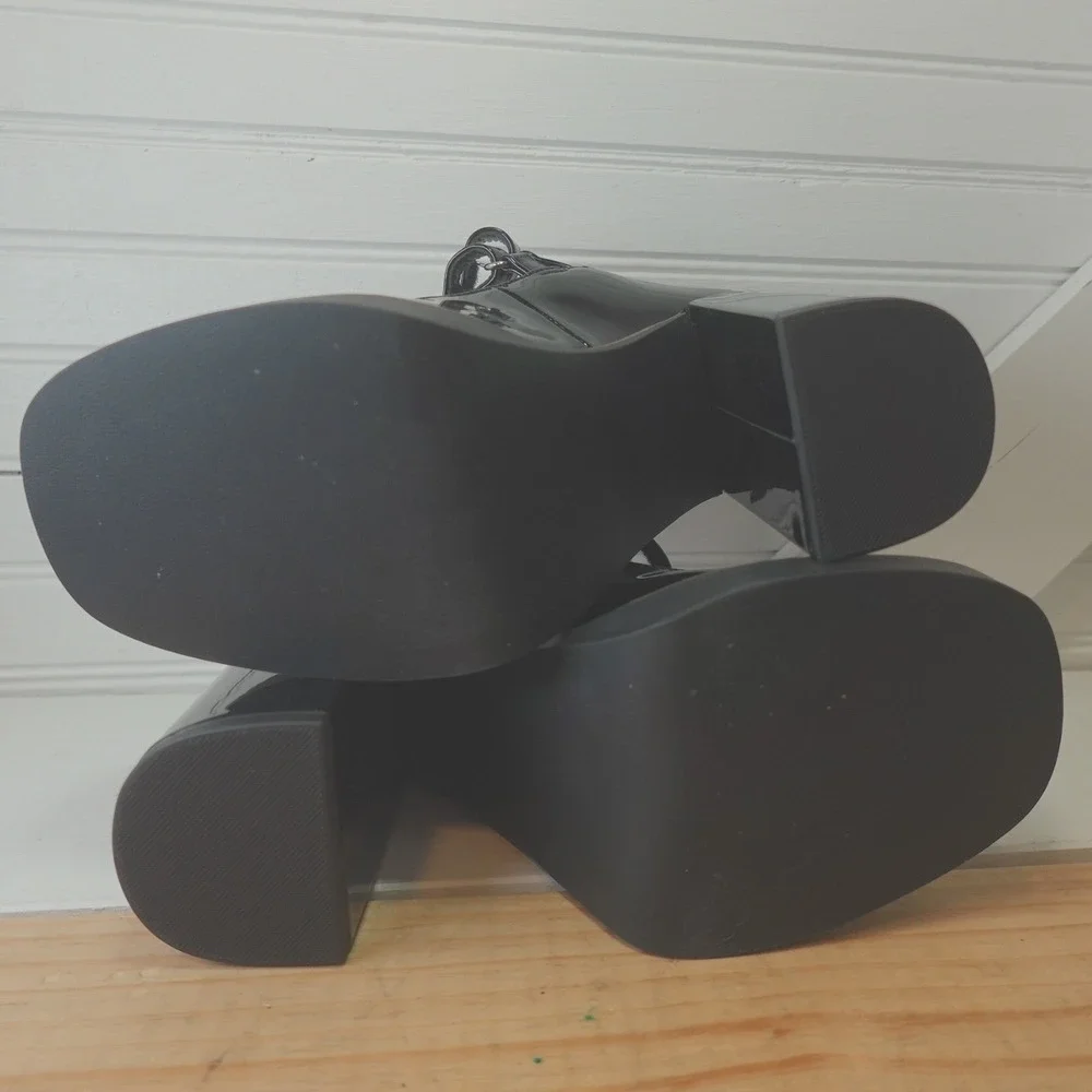 Steve Madden Twice Black Patent Platform Mary-Jane Shoes Women's Size 7M Heels